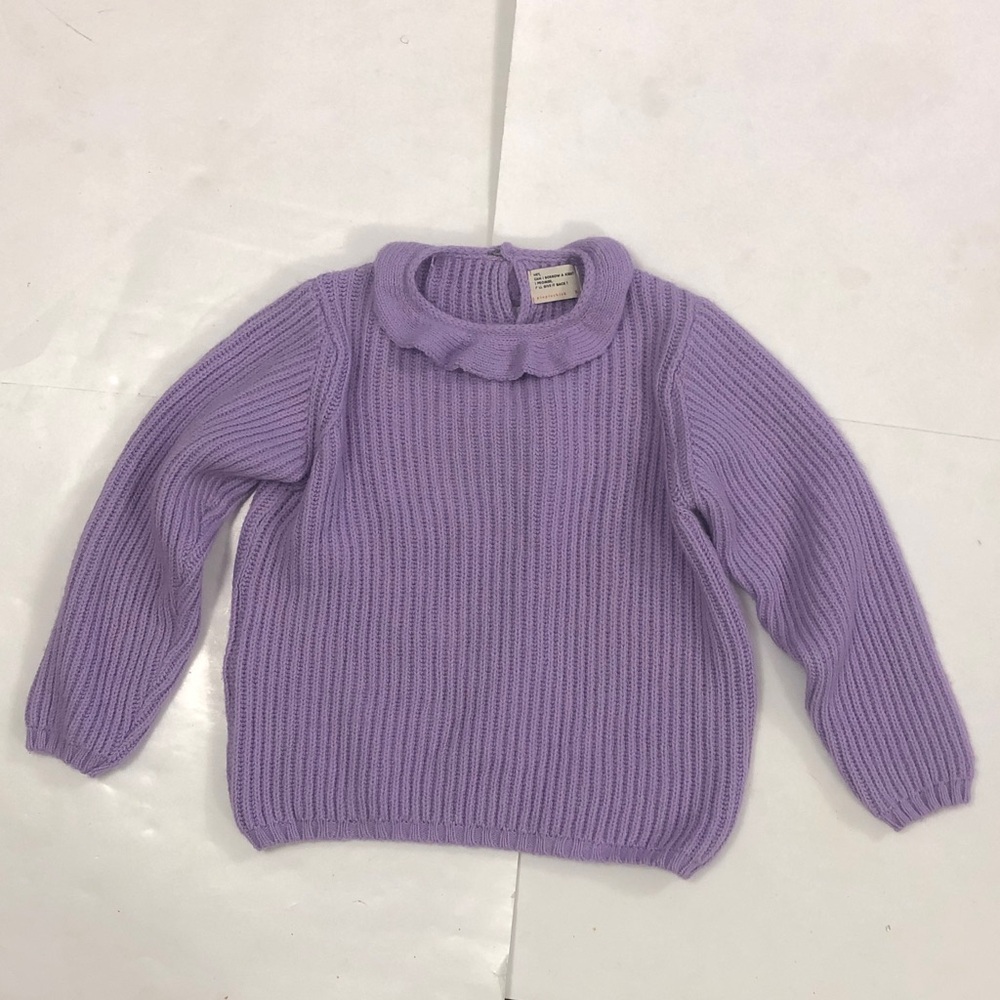 Piupiuchick 12 Sweater Lavender purple 2 Button Collar Long Sleeve Winter Great